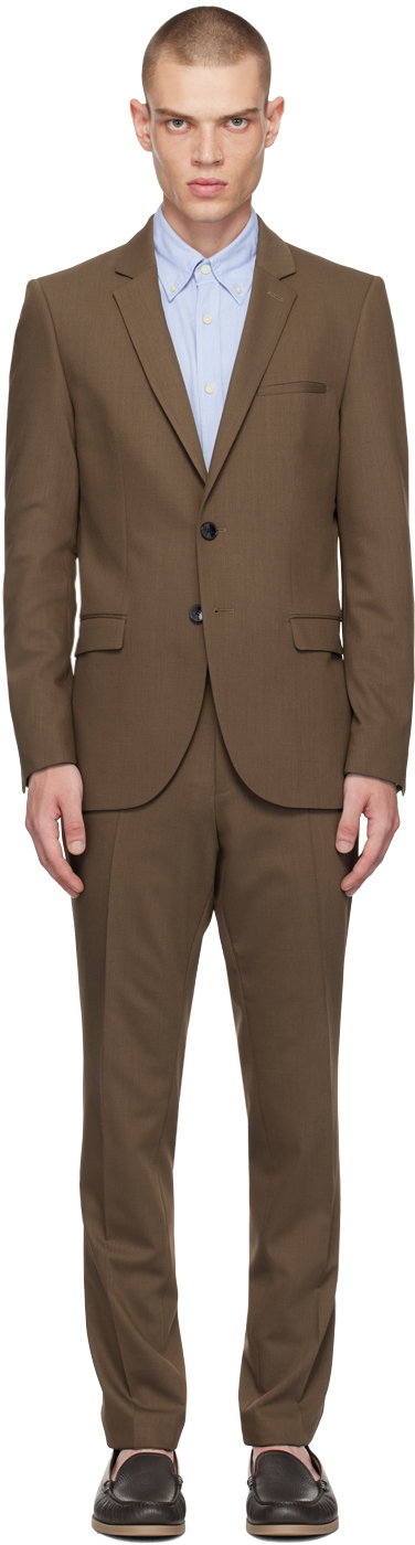 Shop Hugo Brown Single-breasted Suit In 212-medium Brown