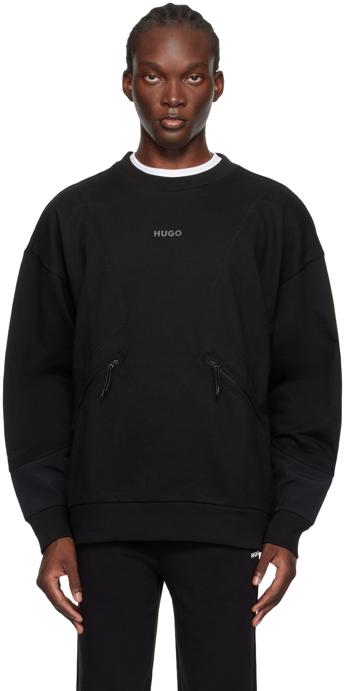 【人気！】Hugo ブラック ポケット スウェットシャツ メンズスウェットシャツ | HUGO BOSS
