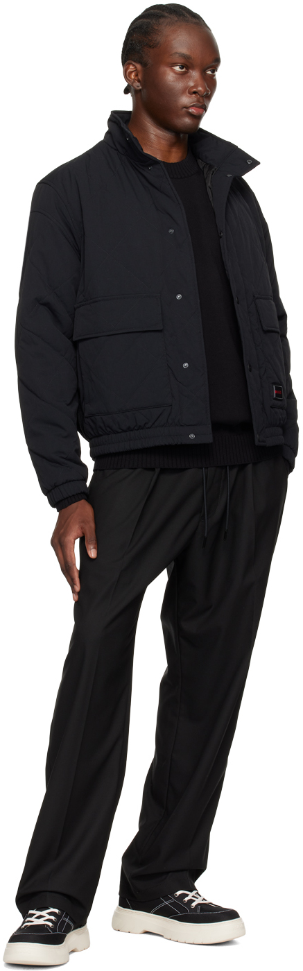 Hugo Boss Black Intarsia Sweater In 001-black