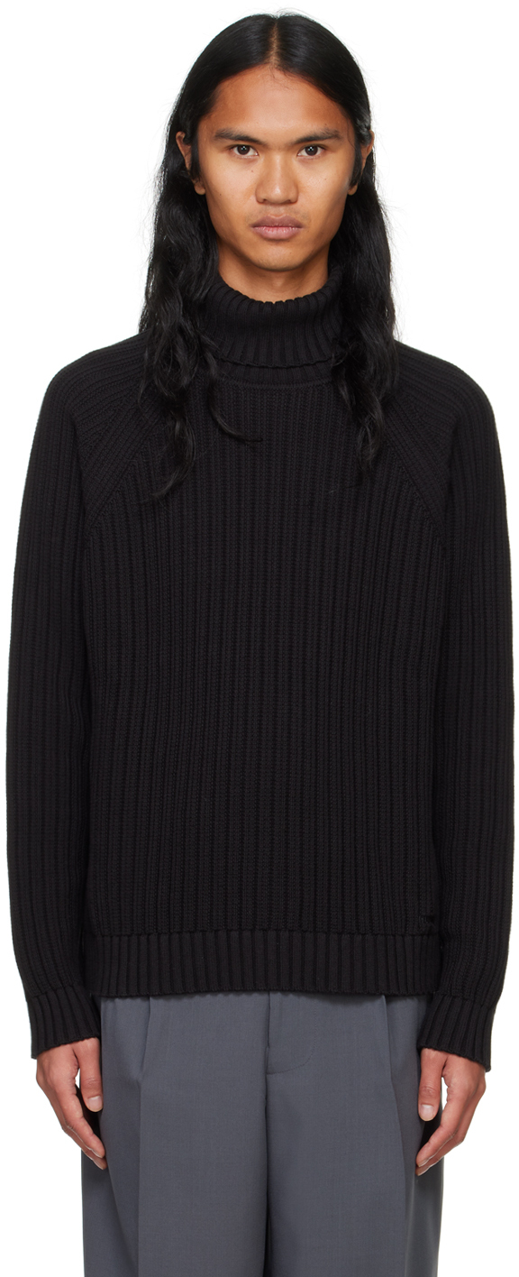 Black Logo-Embroidered Turtleneck