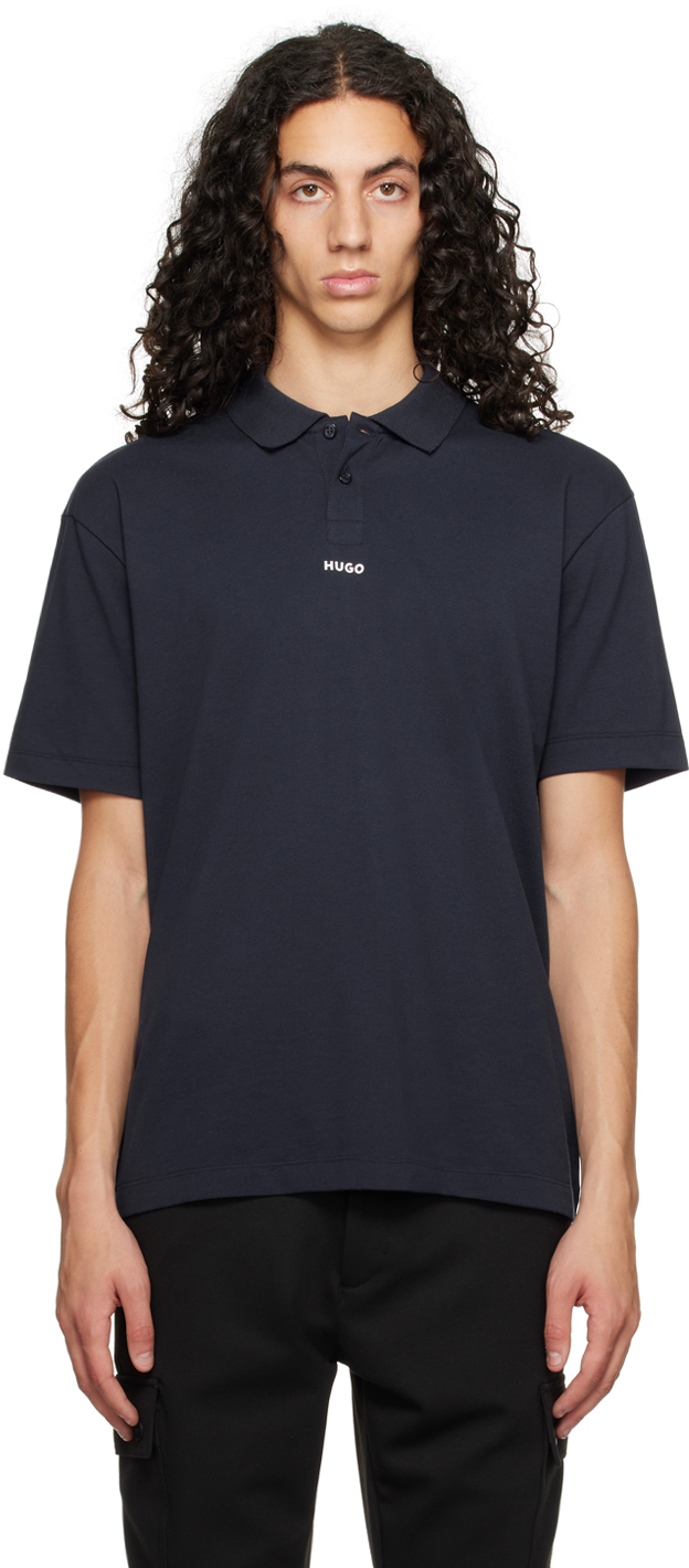 Shop Hugo Navy Bonded Polo In 405-dark Blue