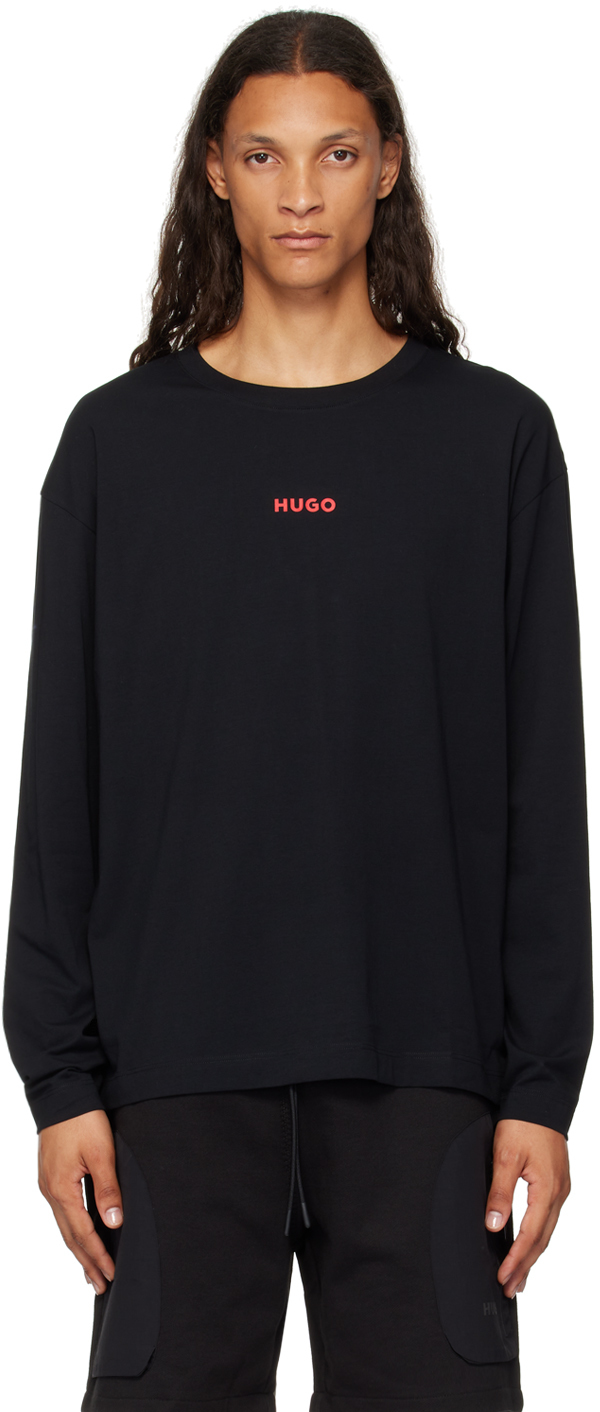 Black Printed Logo Long Sleeve T-Shirt