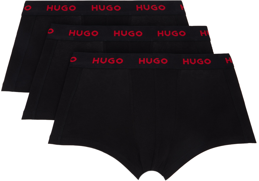 Shop Hugo Three-pack Black Jacquard-logo Boxers In Open Misc. 994