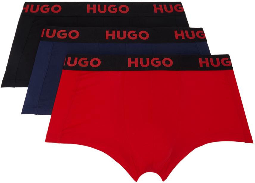 Shop Hugo Three-pack Multicolor Jacquard-logo Boxers In Open Misc. 982