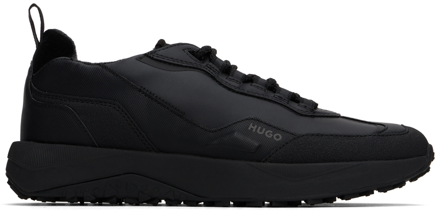 Shop Hugo Black Paneled Sneakers In 005-black