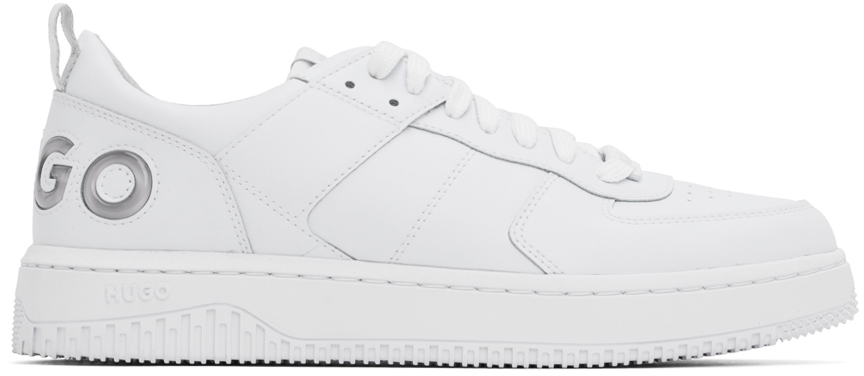 White Faux-Leather Sneakers