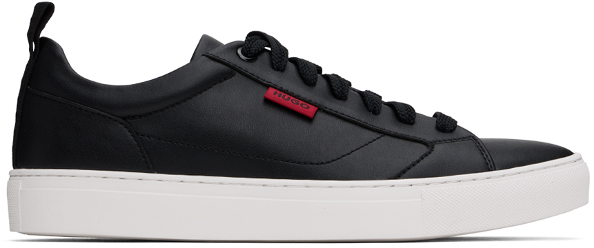 Shop Hugo Black Cupsole Sneakers In 001-black