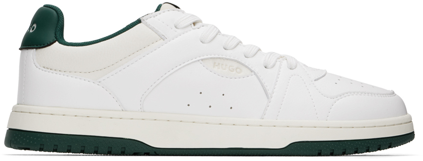 HUGO WHITE FAUX-LEATHER SNEAKERS 