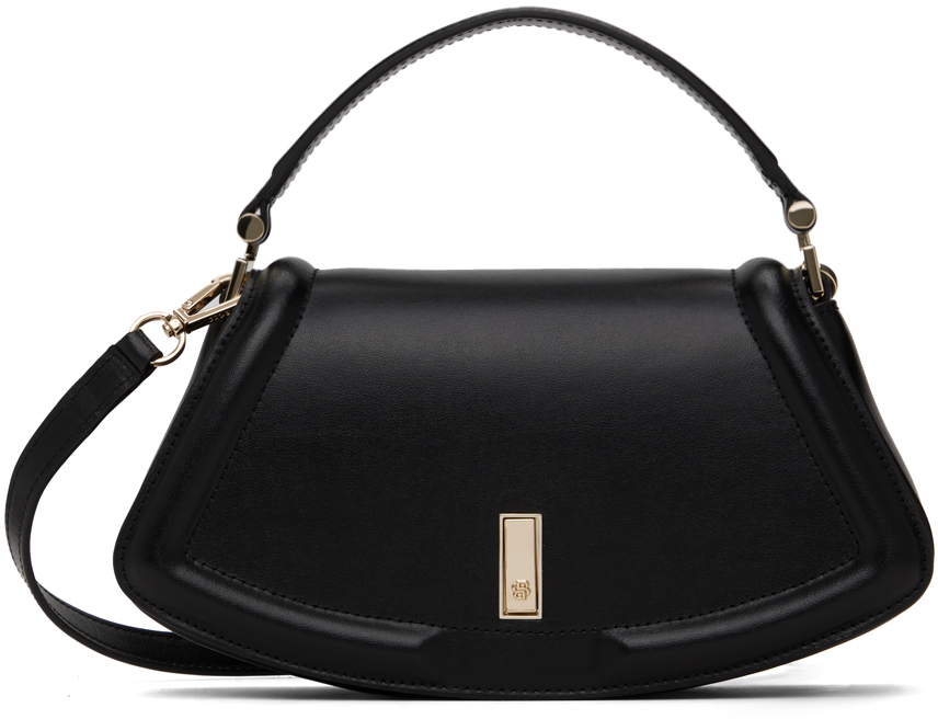 Black Signature Hardware Leather Shoulder Bag