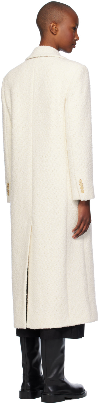 Hugo Boss Off-white Bouclé-tweed Slim-fitting Coat In 118 Open White