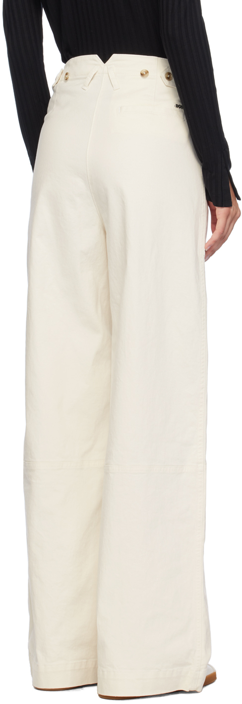 Hugo Boss Off-white Regular-fit Trousers In 118 Open White