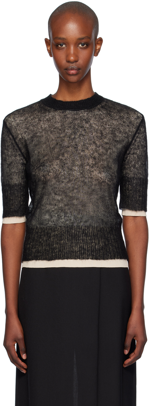 Shop Hugo Boss Black Sheer Sweater In 960 Open Miscellaneo