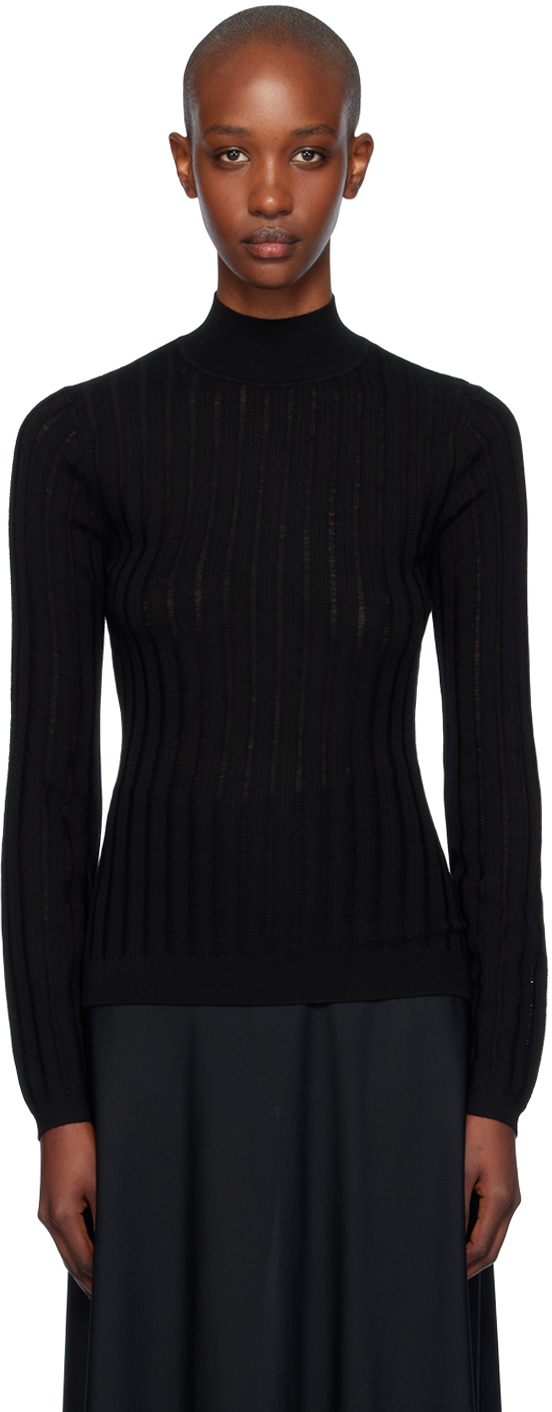 Shop Hugo Boss Black Wool Turtleneck In 001 Black