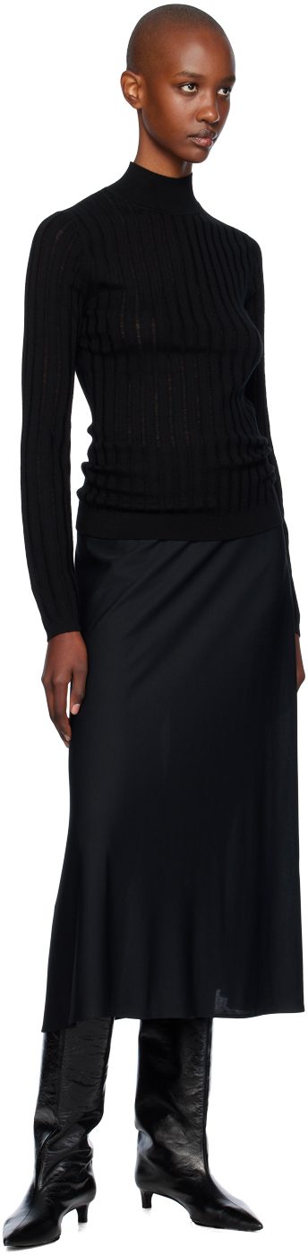 Hugo Boss Wool Sweater With Structured Stripes In 001 Black