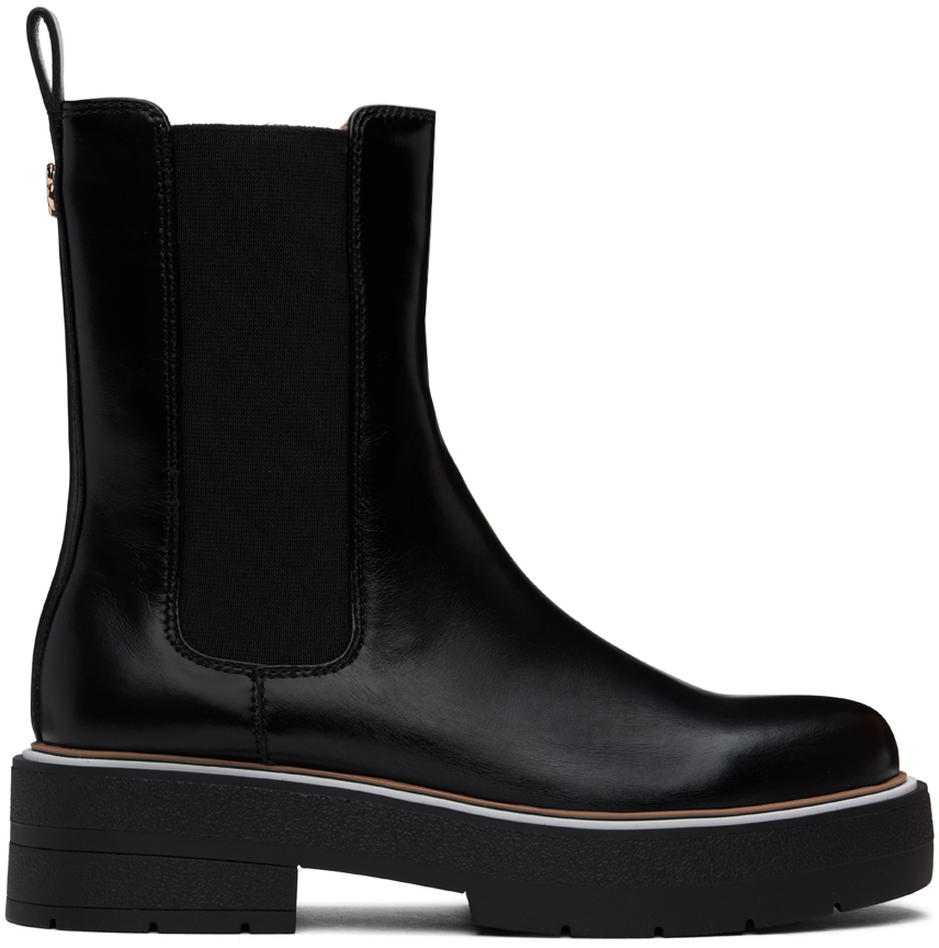 Shop Hugo Boss Black Double B Monogram Chelsea Boots In 001 Black