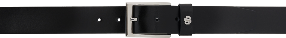 Hugo Boss Black Leather Double B Monogram Keeper Belt In 001-black