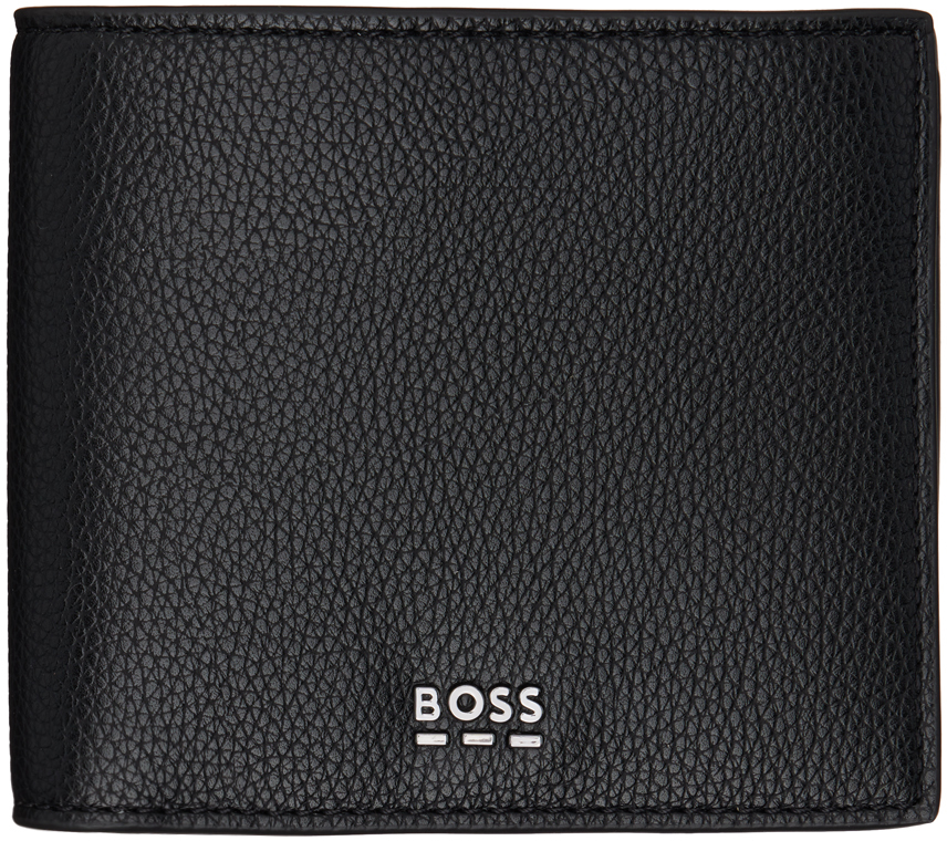 Black Logo Lettering Faux-Leather Wallet