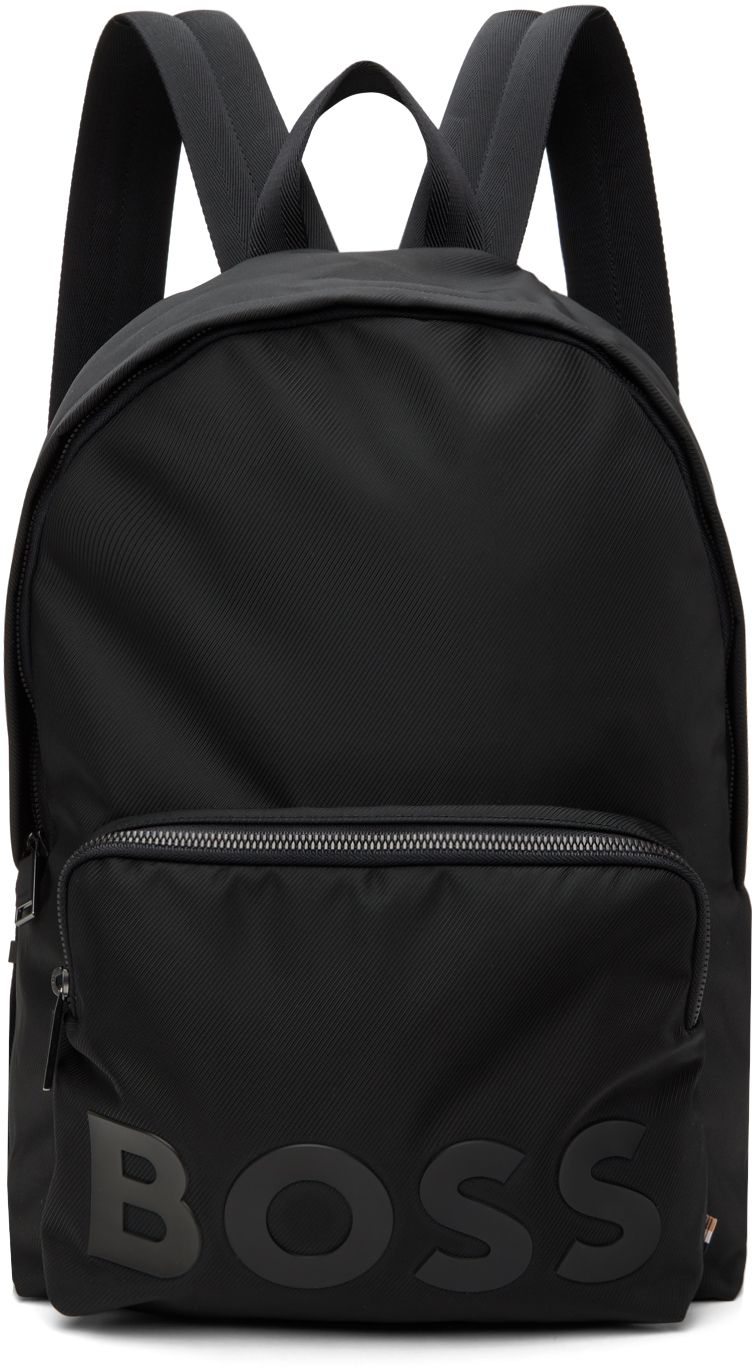 Black Tonal Logo Detail Backpack