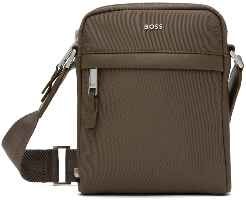 Shop Hugo Boss ブラウン キャンバス バッグ In 361-open Green