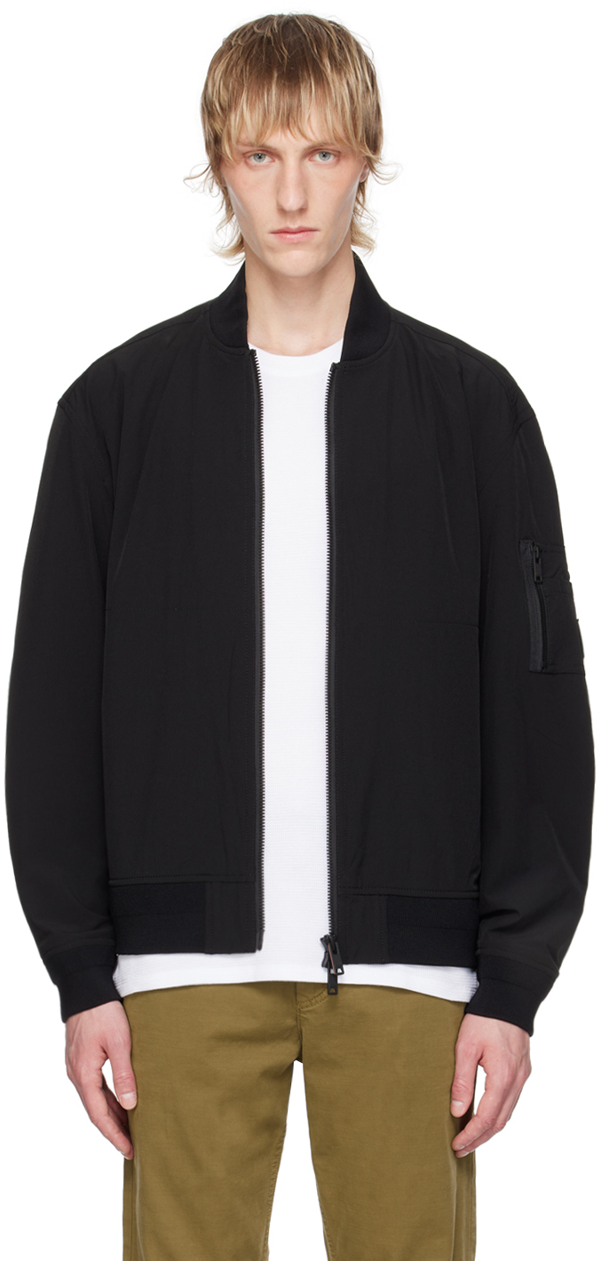 Shop Hugo Boss Black Water-repellent Bomber Jacket In 001-black