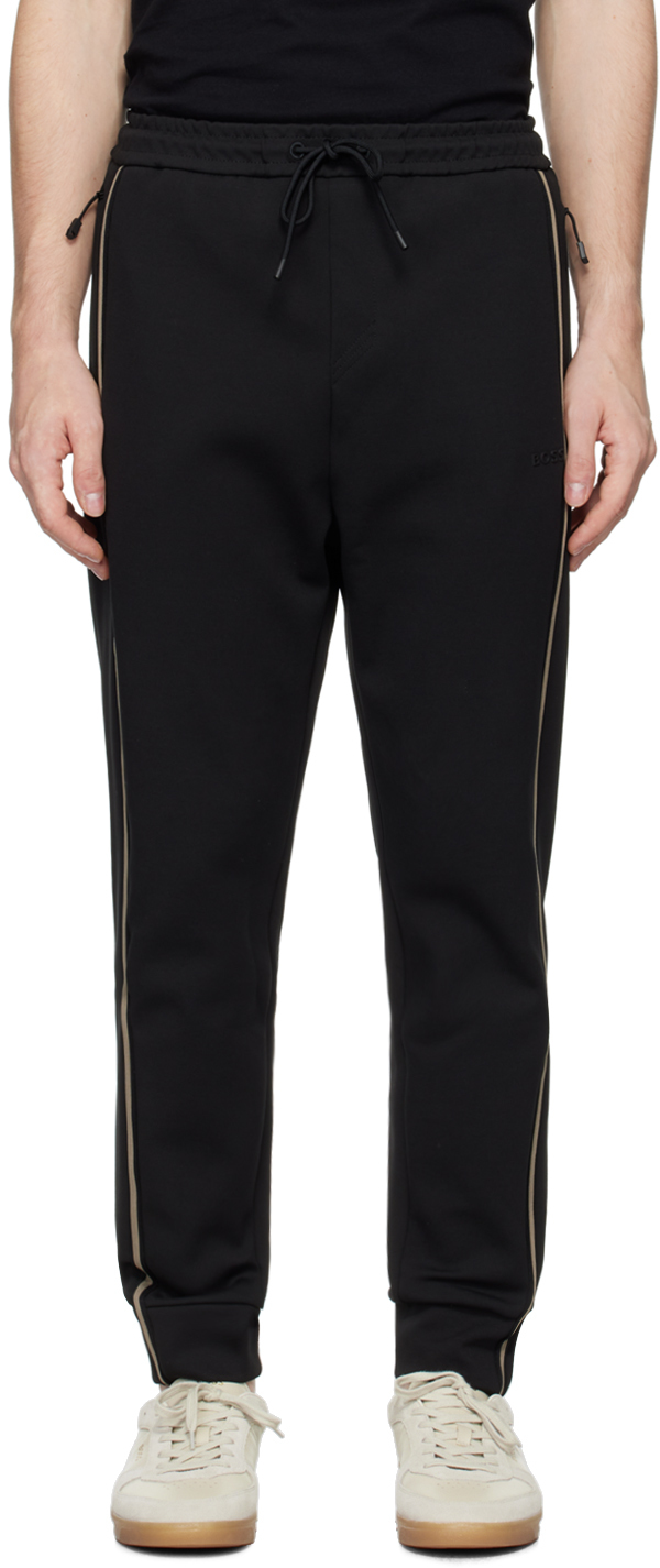 Shop Hugo Boss Black Logo-embossed Sweatpants In 001-black