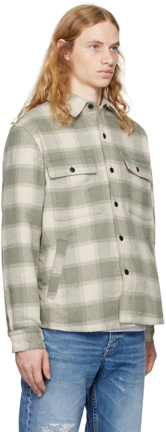 Hugo Boss Oversized-fit Overshirt In Checked Tweed With Point Collar In 271-light Beige