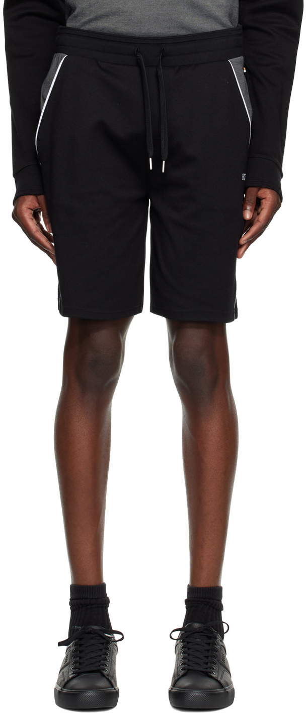 Shop Hugo Boss Black Embroidered Logo Shorts In Black 001