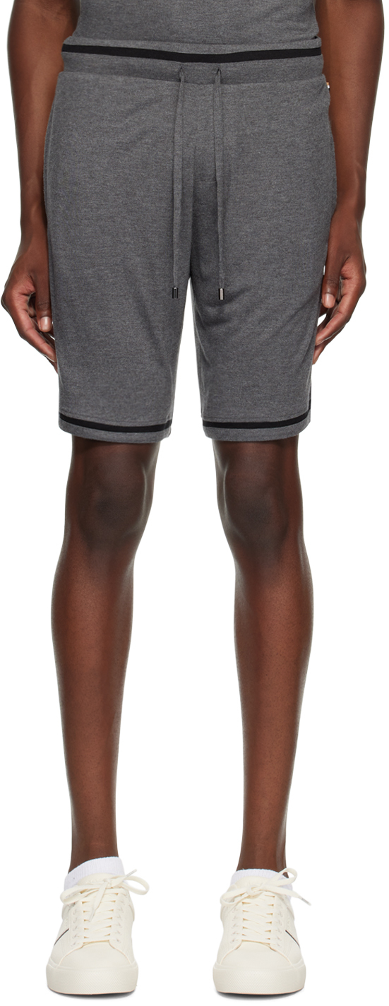 Shop Hugo Boss Gray Drawstring Shorts In Medium Grey 039