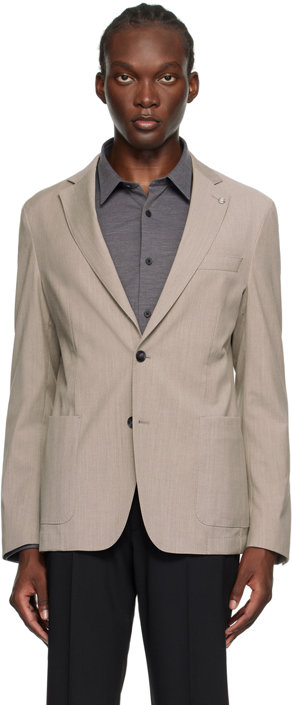 Beige Slim-Fit Blazer