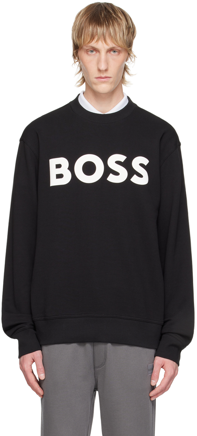 Shop Hugo Boss Black Bonded Sweatshirt In 001-black