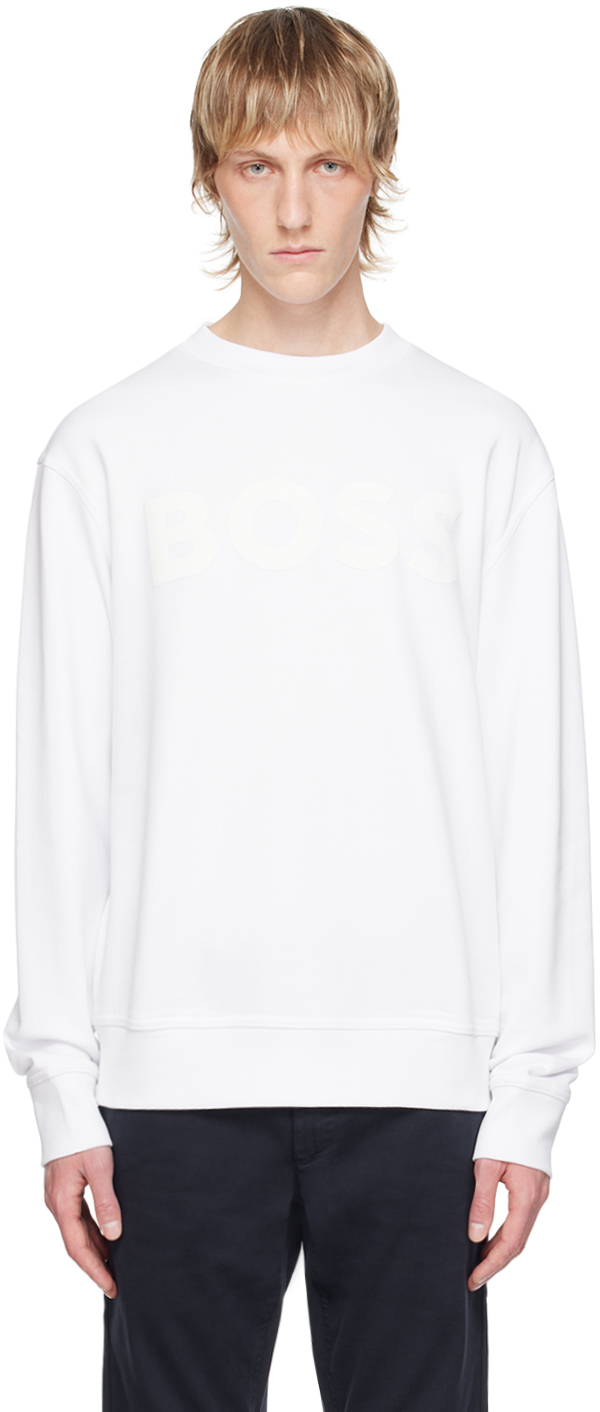 BOSS White Bonded Sweatshirt