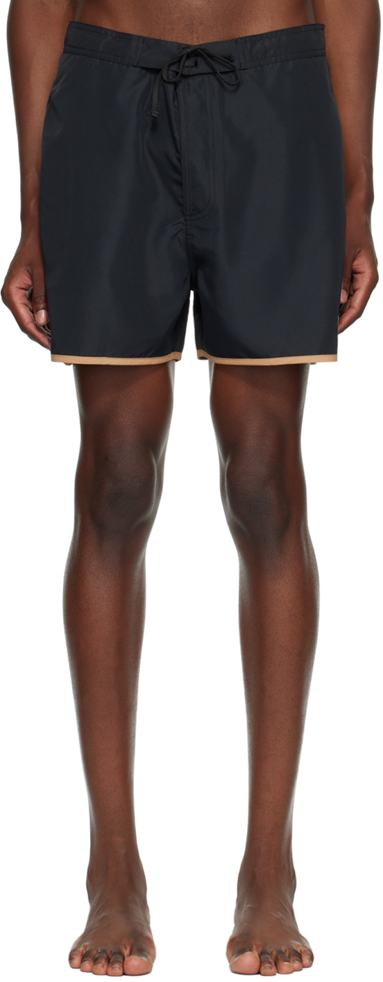 Shop Hugo Boss Black Embroidered Logo Swim Shorts In Black 001