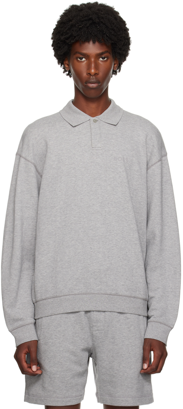 Gray Flocked Logo Polo