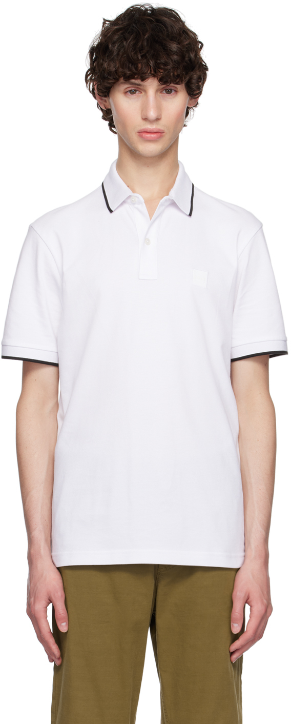 Shop Hugo Boss White Slim-fit Polo In 100-white