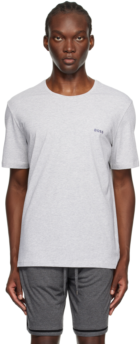 Gray Embroidered Logo T-Shirt