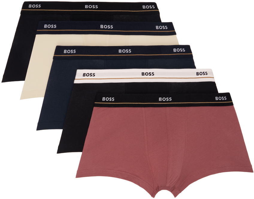 Five-Pack Multicolor Jacquard-Logo Boxer Briefs