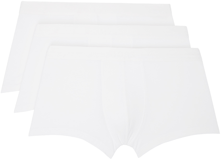 Shop Hugo Boss Three-pack White Boxer Briefs In White 100