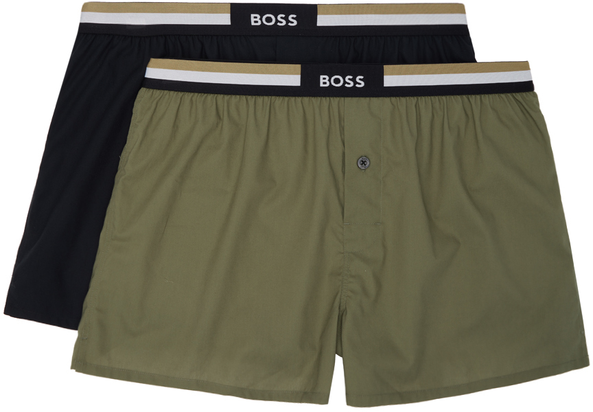 Two-Pack Khaki & Black Boxers