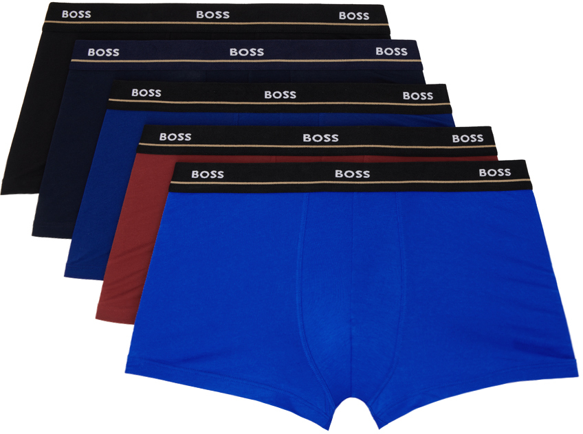 Shop Hugo Boss Five-pack Multicolor Jacquard-logo Boxer Briefs In 972 Multi