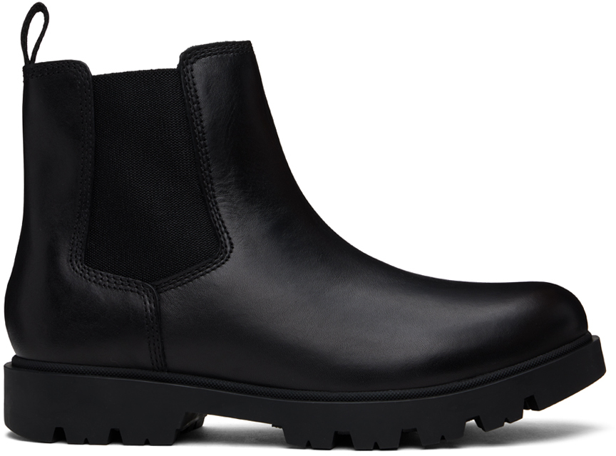 Shop Hugo Boss Black Leather Chelsea Boots In 001-black