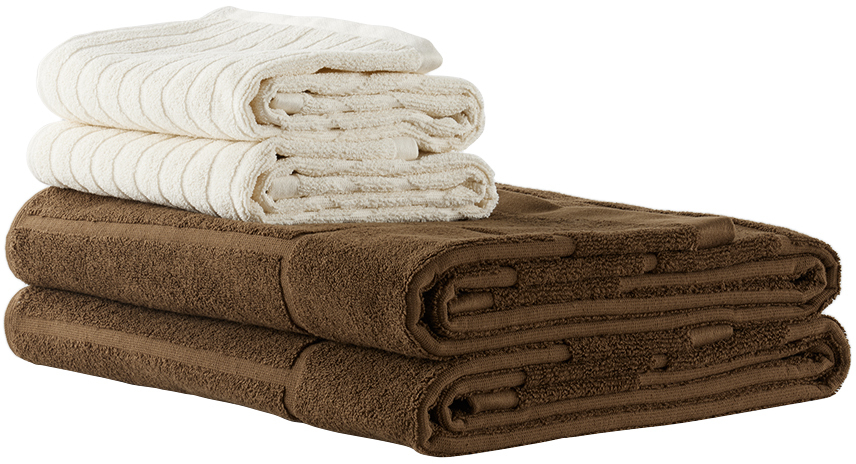 Baina Multicolor Essential Bathroom 07 Set, 5 Pcs In Ivory / Tabac / Lake