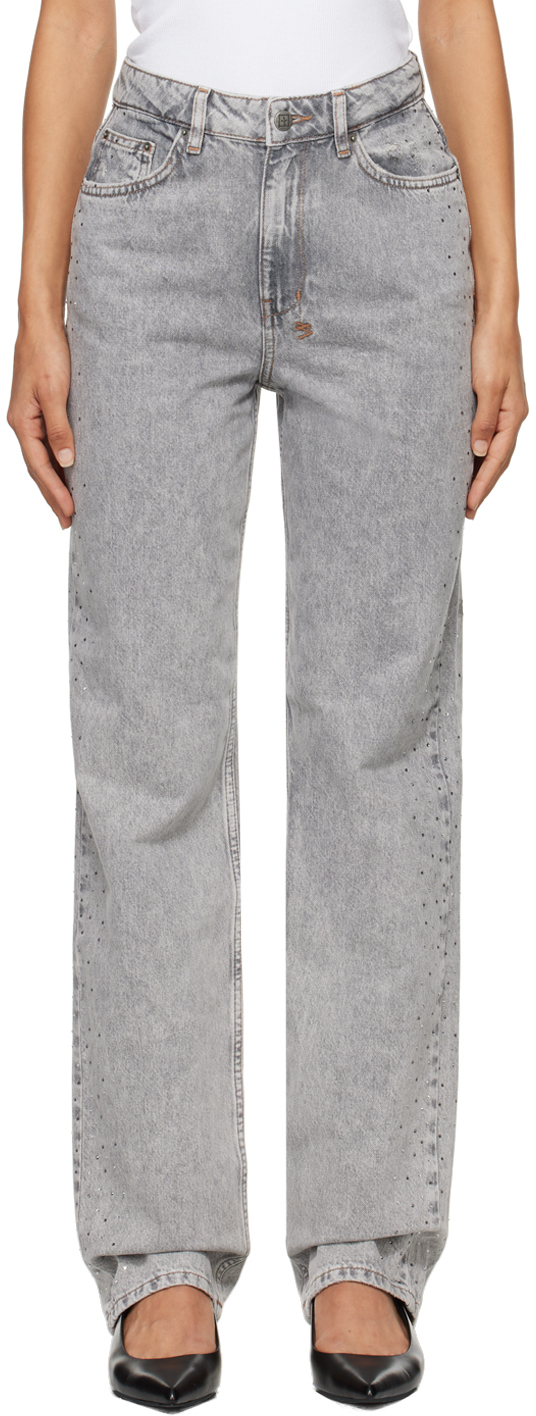 Shop Ksubi Gray Playback Dime Krystal Trashed Jeans In 004 Grey