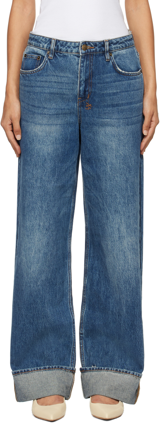 Ksubi Blue Low Rider Cuffed Aged Jeans In 098 Denim