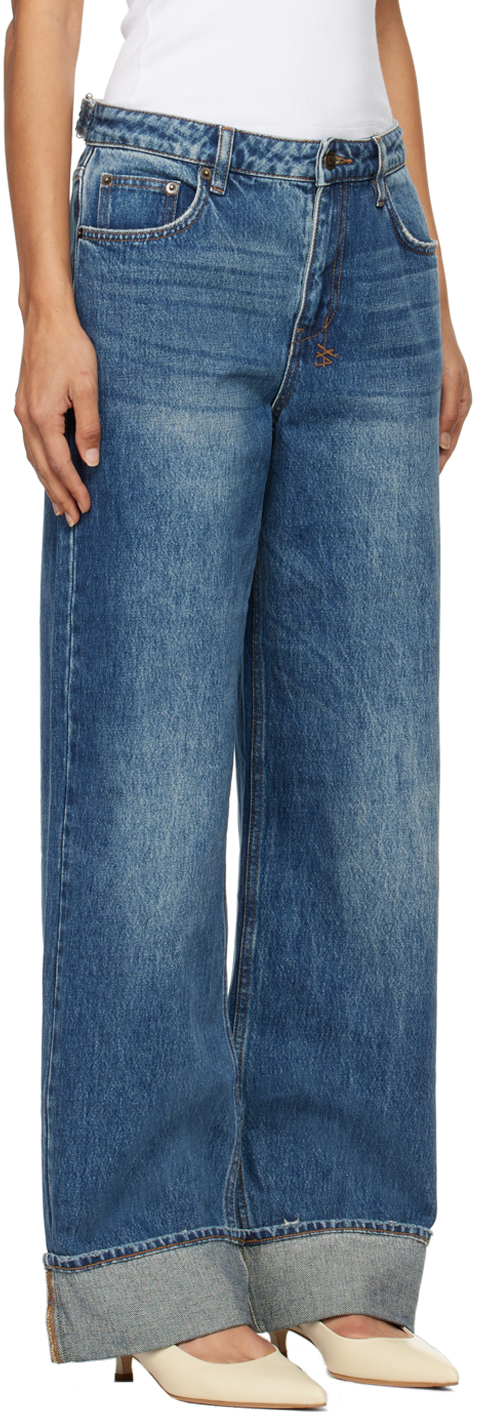KSUBI BLUE LOW RIDER CUFFED AGED JEANS 