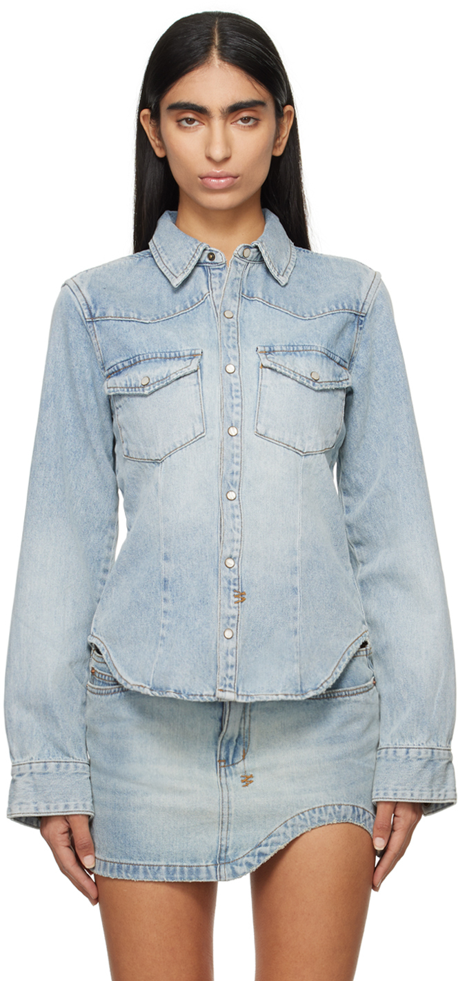 Shop Ksubi Blue Bella Long Sleeve Paragon Denim Shirt