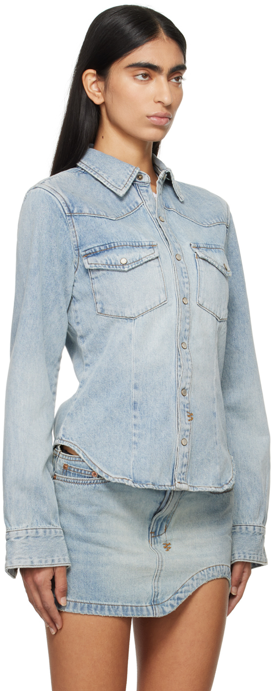 KSUBI BLUE BELLA LONG SLEEVE PARAGON DENIM SHIRT 