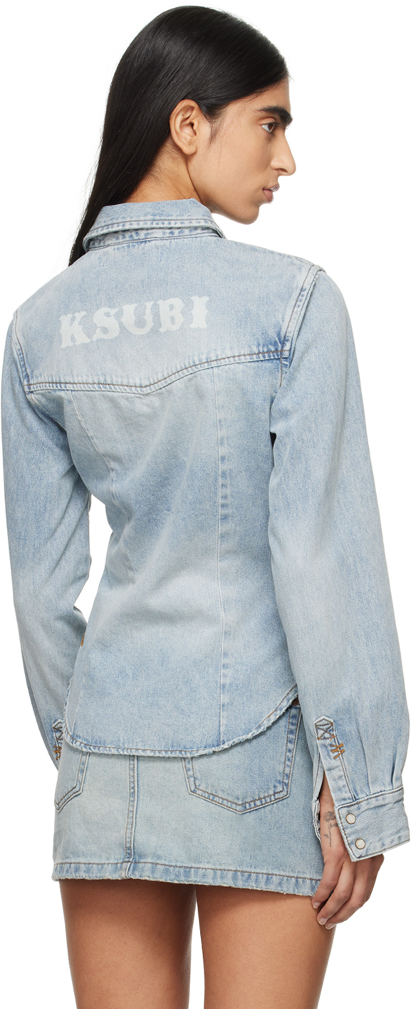 KSUBI BLUE BELLA LONG SLEEVE PARAGON DENIM SHIRT 