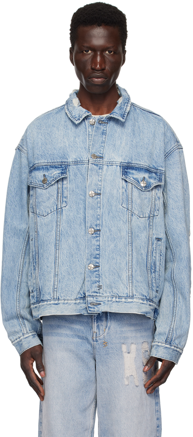 Blue Oh G Acid Trip Trash Denim Jacket