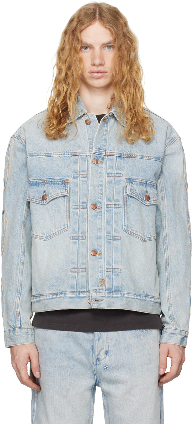 Shop Ksubi Blue Doubledown Oh G Paragon Kraft Denim Jacket