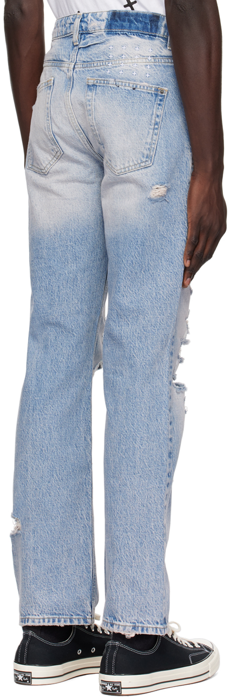 KSUBI BLUE HAZLOW NU HERITAGE TRASHED JEANS 